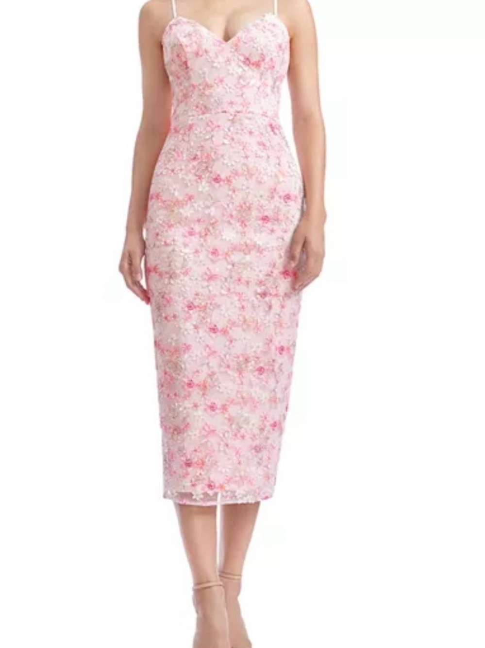 Dress the Population Pink Floral Midi Dress